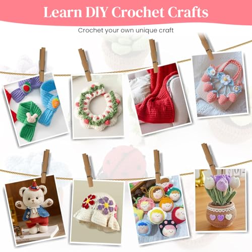 Image of HASTHIP DIY Crochet Hooks Color Yarn Kit with Zipper Bag,Beginners Crochet Kit,Full Sizes Hooks Stainless Steel Multi Color 4-Strand Yarns Rolls & Assorted Essential Tools
