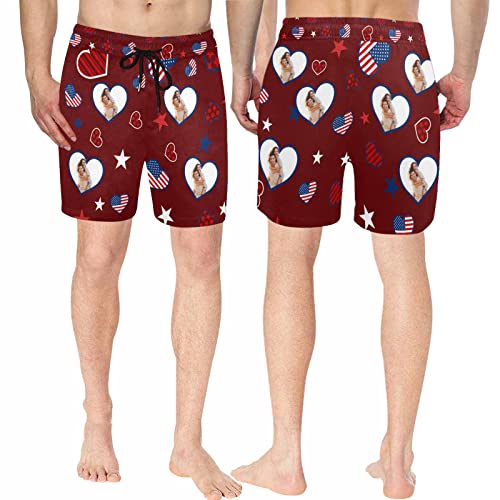 Custom Face Men's Swim Trunks Personalized Beach Shorts with Wife Girlfriend Photo Quick Dry Drawstring Elastic Waist Shorts4