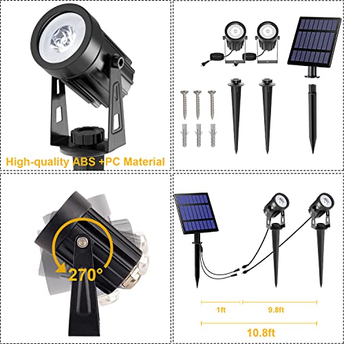 CORESLUX Gartenleuchten Solar, 2 Stück Solarstrahler Solarlampen für garten, Led Gartenbeleuchtung IP65 Wasserdicht, Solarstrahler für Außen 2 Helligkeitsmodi Bäume, Hof, Gartenweg(6000K)