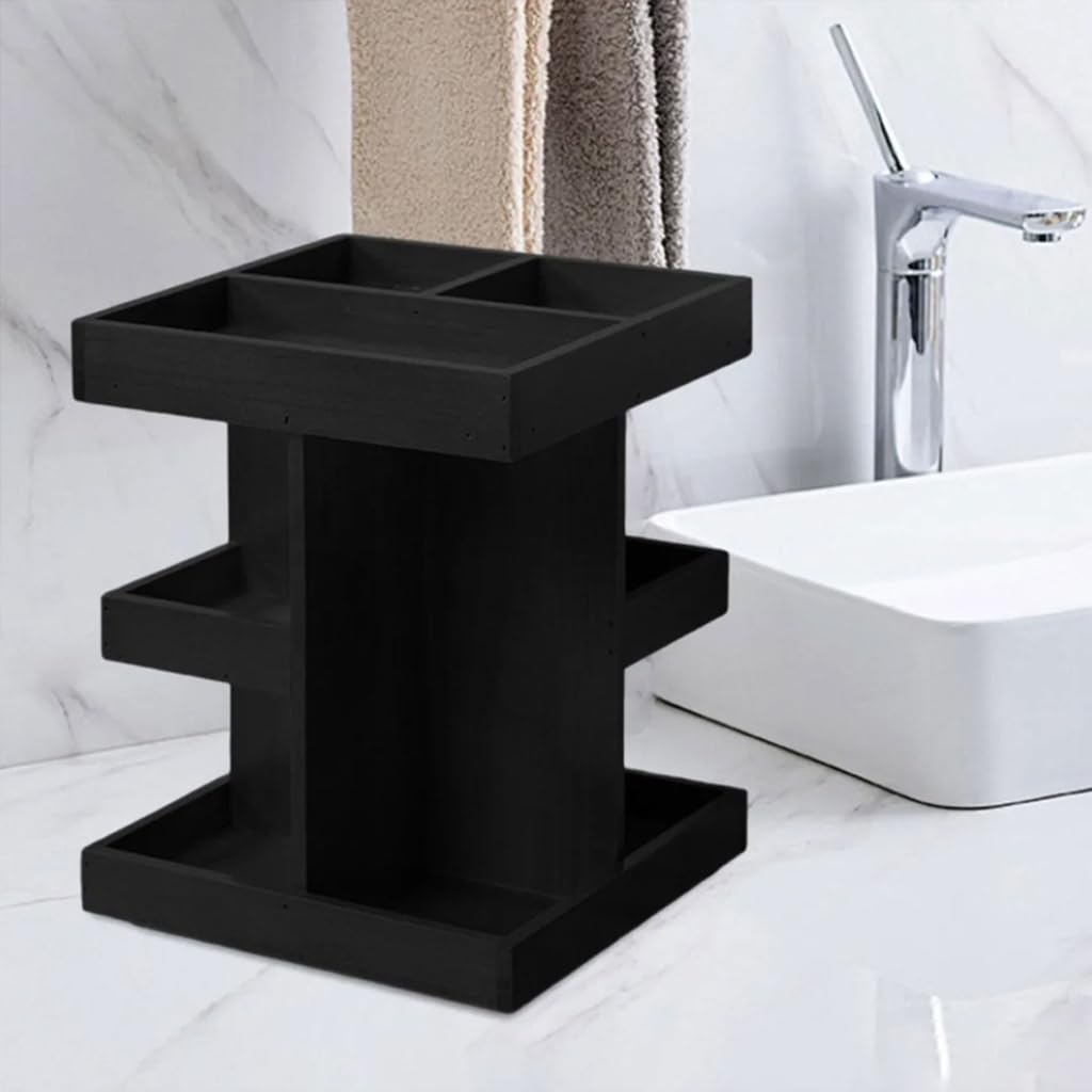 Stoccaggio cosmetico dell'organizzazione di trucco dello scaffale di legno di vanità a strati