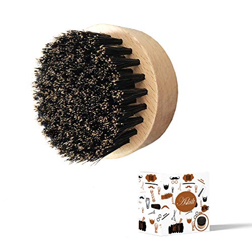 Beard Brush Natural Boar Bristle Brush Shaving brush Exfoliates Skin Helps Softening and Conditioning Itchy Beards & to Spread Balm or Oil for Growth - Styling - Adds Shine - Softness