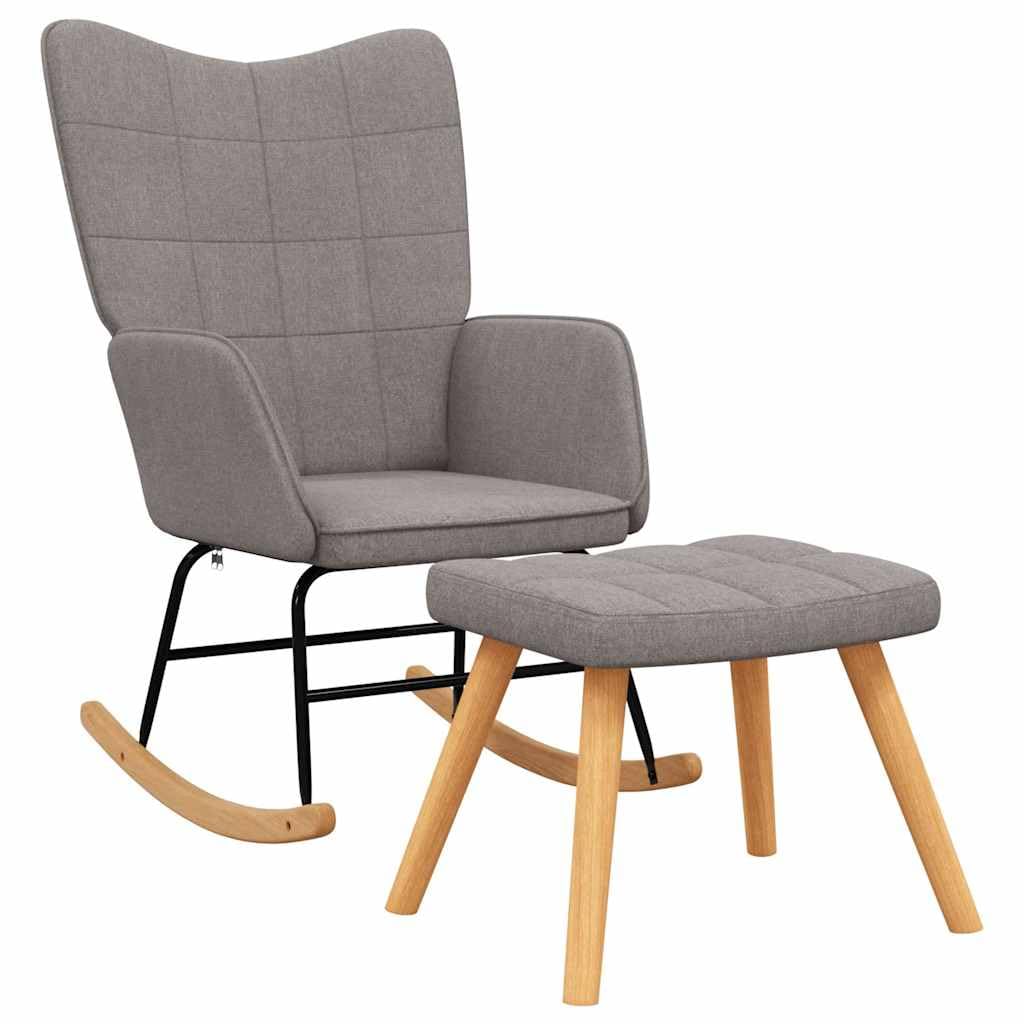 vidaXL Chaise à Bascule avec Tabouret Siège de Relaxation Fauteuil de Salon Salle de Séjour Siège de Salon Maison Intérieur Taupe Tissu