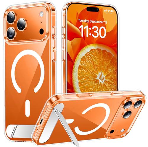 Image of Designed for iPhone 17 Pro Max Case, [Built-in Invisible Kickstand][Compatible with MagSafe][Military Grade Shockproof] Slim Thin Phone Case 6.9 inch (Clear)