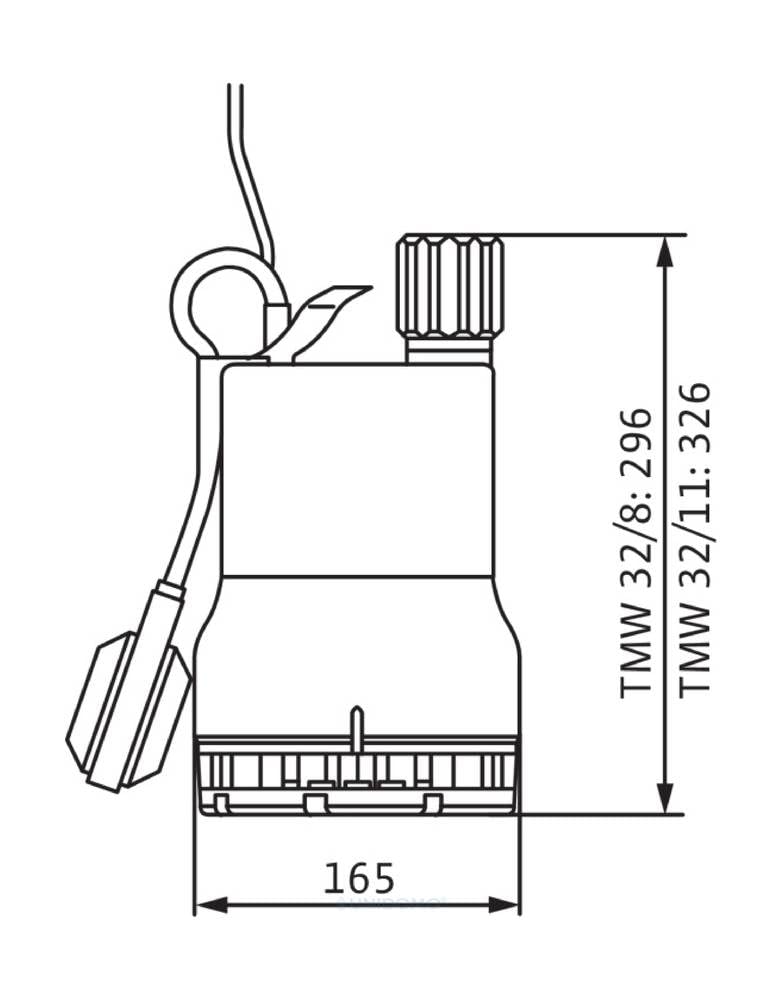 Wilo-Drain TMW 32/8, Schmutzwasser Tauchpumpe zur Förderung von klarem oder leicht verschmutztem Wasser aus Kellern, Behältern, Teichen oder Brunnen Kabellänge 4m, max. 9100l/h, max. 0, 7 bar, 370W