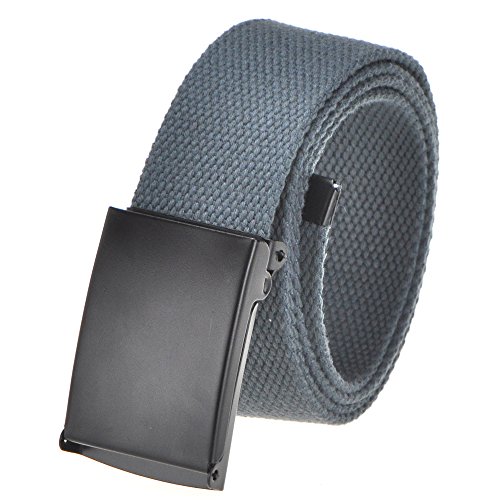 Image of Mile High Life Cut To Fit Canvas Web Belt Size Up to 52 inch with Flip-Top Solid Black Military Buckle