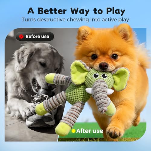 2026 New Dog Toys, Indestructible Plush Dog Toy for Aggressive Chewers, Interactive Squeaky Soft Puppy Chew Toy, Durable Teething Toys for Small Medium Large Dogs (Rose Red)