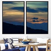 2 Piece Framed Canvas Wall Art Sunset in The Mountains Canvas Prints Home Artwork Decoration for Living Room,Bedroom - 16
