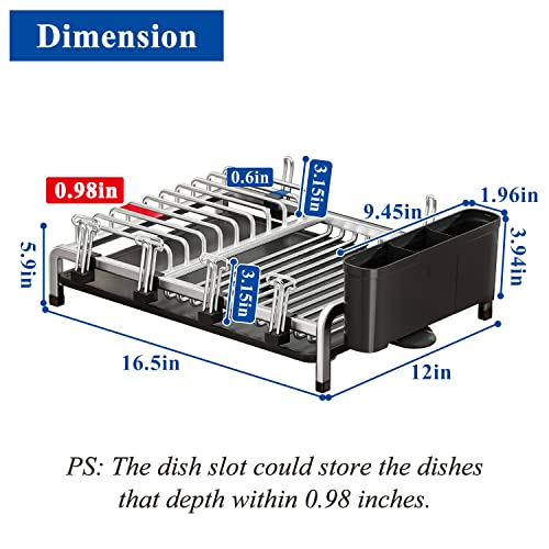 Aluminum Dish Drying Rack, Large Dish Rack And Drainboard Set, Utensil Holder, Multifunctional Anti-Rust Dish Drainers For Kitchen Counter With Cup And Cutting Board Holder For Various Kitchenware #TOP1