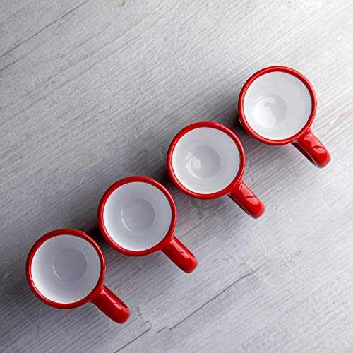 City to Cottage® Cerámica en Rojo y Blanco | Diseño de Lunares | Hecha y Pintada a Mano | Cerámica Esmaltada 2oz/60ml | Set de 4 Tazas de Café Espresso | Regalo - Imagen 7
