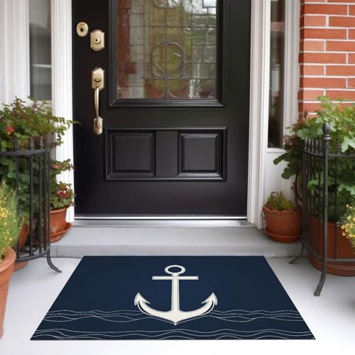 Tapis de sol lavable bleu marine pour salon moderne 120x180
