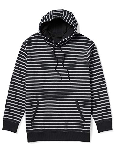 Amazon Essentials Men's Big & Tall Hooded Fleece Sweatshirt fit by DXL, Black Stripe, 2X