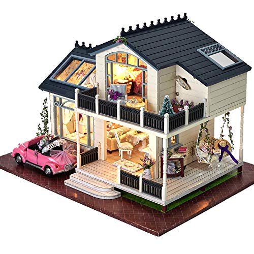 Enet - My Provence Lavender Villa, Casa delle bambole in miniatura, realizzata a mano, in legno