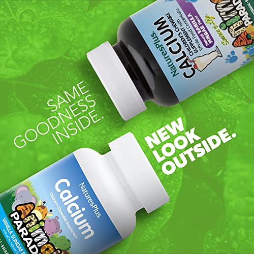 Naturesplus Animal Parade Calcium, Vanilla Sundae Flavor - 90 Animal-Shaped Chewable Tablets - Promotes Healthy Bones - Vegan, Gluten Free - 90 Total Servings #TOP1