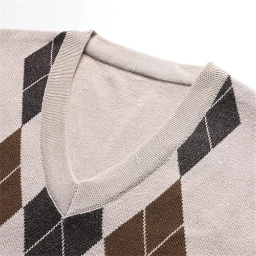 Men's Sleeveless Knitted Sweater Vest V-Neck Pullover Casual Plaid Waistcoat for Autumn Winter Wear4