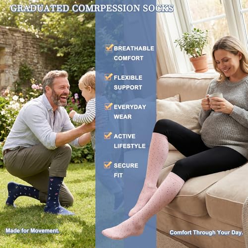 Image of Sooverki Compression Socks for Women and Men Circulation (3 /4 Pairs) is Best Support for Running Athletic Cycling Hiking