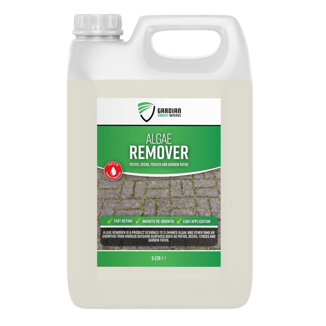 Gardian Defence Algae Remover - 5 L Fast Acting and Safe Algae and Lichen Remover - Patio Cleaner to Eliminate Algae, Lichen and Other Similar Growths from Patios, Decks, Fences, and Garden Paths