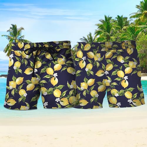 V-DECORPARKS Lemon Mens Swim Trunks - Lemon Fruit Swimming Trunk for Men - Beach Shorts, Mens Swim Shorts 612