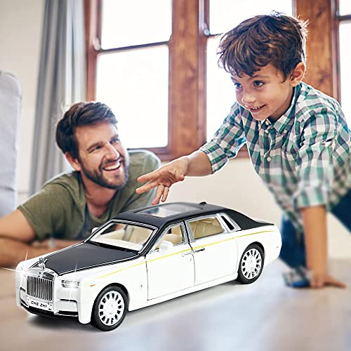 Image of DEUSON ECOM Alloy Metal Pull Back Die-Cast Car 1:32 Rolls Royce Phantom Diecast Metal Pullback Toy Car With Openable Doors & Light, Music Boys Gifts Toys For Kids,White