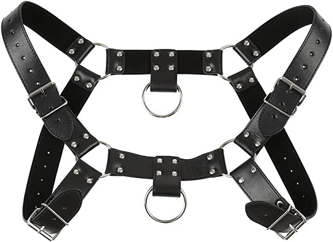 Men's Harness Belt with Adjustable Buckles Leather O Ring Gothic Punk Sexy Body Chest Harness Bondage Strap Belt for Men, Gay Bar Fetish Costume BDSM Cosplay Nightclub Clubwear Party Club Masquerade