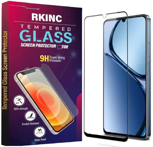 Image of RKINC Tempered Glass for Redmi A4, Redmi 14C and Poco C75 (6.88 Inch) Military Grade Gorilla Screen Guard Protector | With Installation Kit | Edge to Edge Coverage | Black