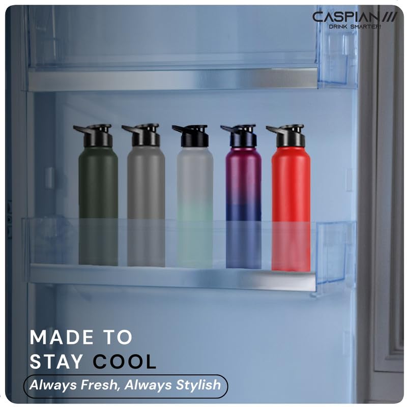 Image of CASPIAN / / / Hike Stainless Steel Customize Sipper Water Bottle Leak Proof Thunder for Fridge Home Office Travel School Kids Boys Girls Adults Sports Gym Yoga (U lagoon 1 Litre, Set of 1)