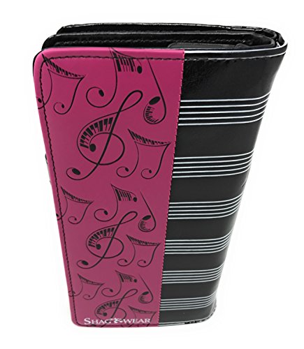 Shag Wear Music Note Large Wallet for Women and Teen Girls Vegan Faux Leather 7" Pink3