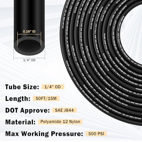 CheeMuii 50FT 1/4 DOT Air Line with 10 Pcs Brass Fittings Kit for Air Bags Suspension by CheeMuii - Image 3