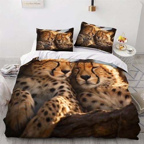 Housse de couette léopard King en microfibres douces avec taies