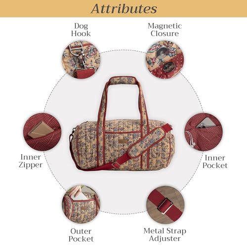 Maison d'Hermine Travel Duffle bag Cotton Quilted bag Overnight Luggage Weekender Business Travellers Family Trip - Asmi - Asha3