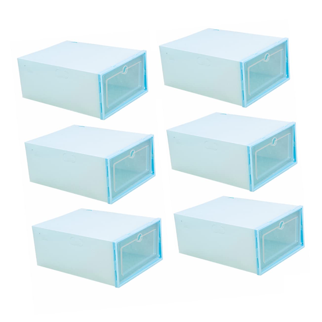 Ciieeo 6pcs Stackable Transparent Drawer Type Shoes Organizer Space Saving Container for Closet Entryway and Storage Cabinet Design with Reinforced Structure