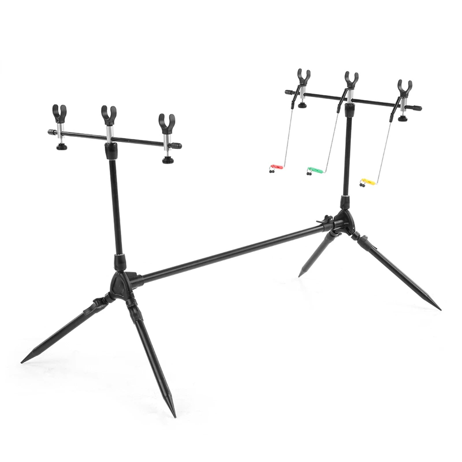 Support Canne A Peche Horizontal Adjustable Retractable Carp Fishing Rod Pod Stand Holder Pole With 3 Bite Alarms Swingers Indicators