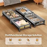 Warmiehomy Underbed Storage on Wheels 2 Pack Storage Boxes with Lid Metal Frame Under Bed Shoe Storage Visible Under The Bed,Storage for Clothes Shoes Toys Blankets - Image 8