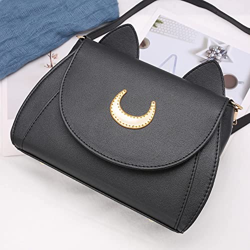 Moon Sailor Luna Bag Damen Mode Frauen Gothic Handtasche Messenger Crossbody Geldbörse Cosplay Umhängetasch Schwarz