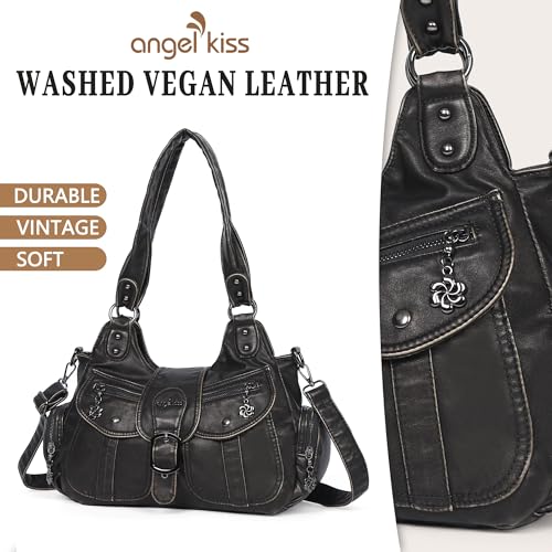 Image of Angel Kiss Hobo Bags for Women Vegan Leather Shoulder Purses and Handbags Ladies Roomy Tote Bags Purse with Crossbody Strap