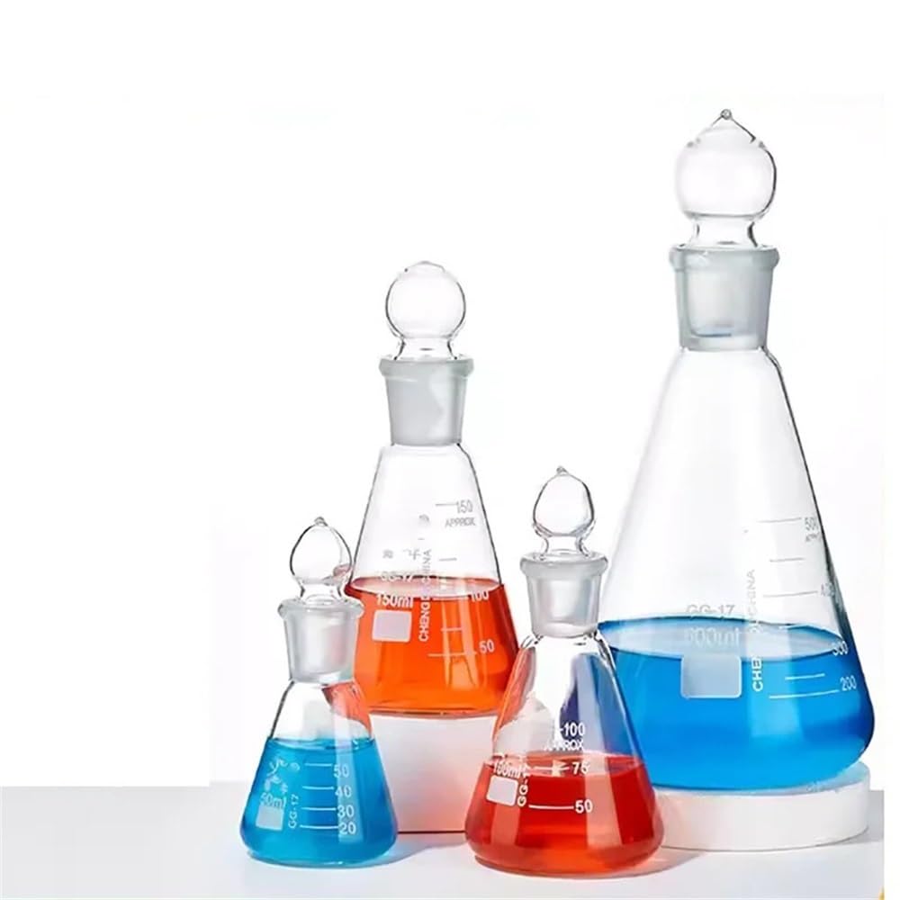 Matraz cónico de vidrio de 50-2000 ml con tapa, matraz Erlenmeyer de vidrio for laboratorio, matraz triangular de vidrio 3.3(2000ml)