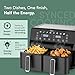 Keplin 9L Dual Zone Air Fryer - 8 in1 Cooking Functions - 2700W Energy-Saving Cooker - Extra-Large Capacity for Healthy Meals - Roast, Bake, Dehydrate, Reheat,- Family Size (9L)- 2 Years Warranty