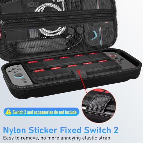 Image of ZORBES Compatible with Switch 2,Travel Bag Carry Bag for Switch Gamepad,with 12 Games Cartridges Slot & Mesh Pouch Anti-Scratch EVA Protective Hard Shell Carry Accessories