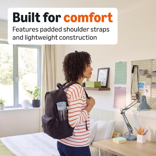 Image of Amazon Basics Backpack for School, Travel, Study with Padded Adjustable Shoulder Straps, Spacious Compartment, Water Bottle Pockets, Durable Classic Design, Black