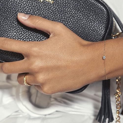 18K Gold Moissanite Bracelet for Women,Dainty Adjustable Extension Chain Bracelet with Moissanite,Fashion Jewelry Gifts for Her4