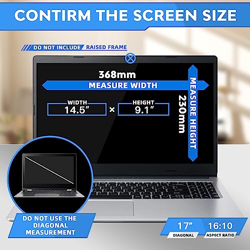 Image of ZOEGAA 17 Inch Laptop Privacy Screen Filter for 16:10 Widescreen Display 14.5 inchx9.1 inch - Laptop Screen Privacy Shield and Anti Blue Light Anti Glare Screen Protector