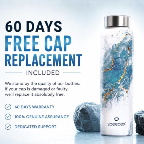 Image of Speedex Stainless Steel Printed Water Bottle 1 Ltr 1000 ml, BIS Approved, Leak Proof Screw Cap Bottle for Office, School, Travel, Daily Use for Men, Women, Kids, Adults, Ice Marble, Set of 3