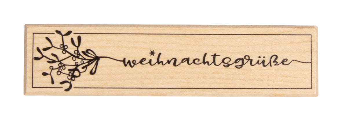 Rayher Wood Mounted Rubber Stamp for Card Making and Scrapbooking with Seasonal Phrase, Butterer Stamp, 3x12cm, 29244000