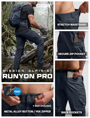 Image of CQR Men's Convertible Cargo Tactical Pants, Water Resistant Outdoor Hiking Pants, Zip Off Lightweight Stretch Work Pants