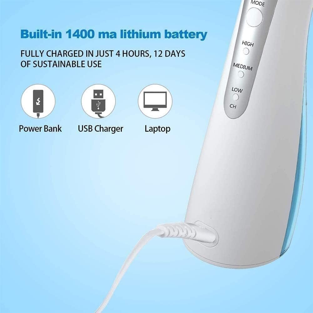 GeRRiT Idropulsore Senza Fili for Denti, Irrigatore Orale Dentale Professionale, Pulitore for Denti Portatile e Ricaricabile Impermeabile con Durata della Batteria Potente for Viaggi a Casa, Cura di A