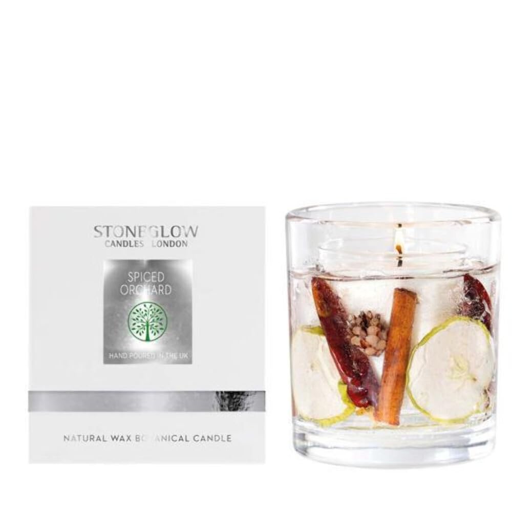 Stoneglow Nature's Gift Collection - Spiced Orchard Natural Wax Gel Scented Candle - Green