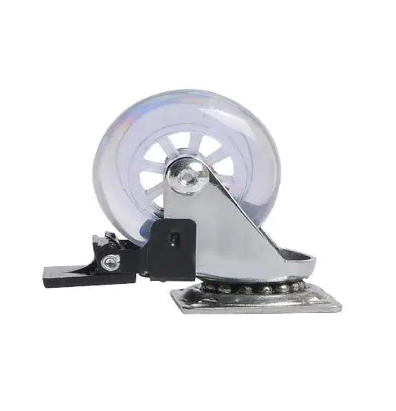Roulettes transparentes en PU de 5 cm robustes à frein plat pour tout meuble