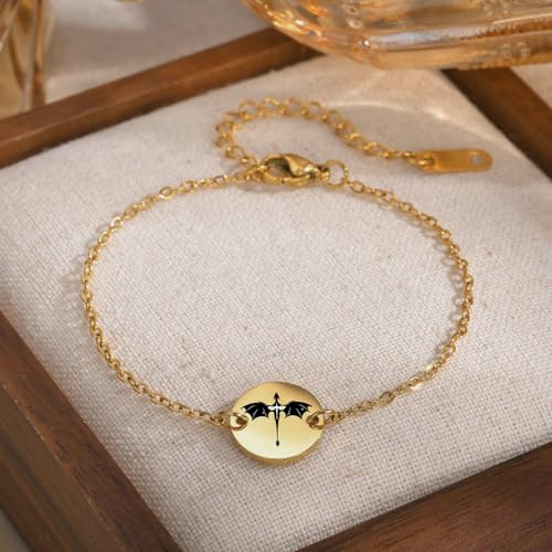 Image of Fourth Wing Merch Bookish Dragon Rider Bracelet Charms Fantasy Book Lover Gifts Dragon Lover Gift Adjustable Bracelet