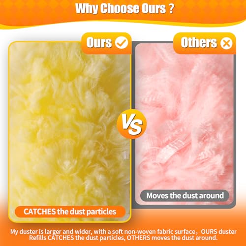 Image of 30 Count 360 Heavy Duty Duster Refills, Compatible with Swiffer Duster, Includes 1 Short Handle & 1 3 ft Extendable Handle, 4X Microfiber Cleaning Dusters, Disposable Unscented