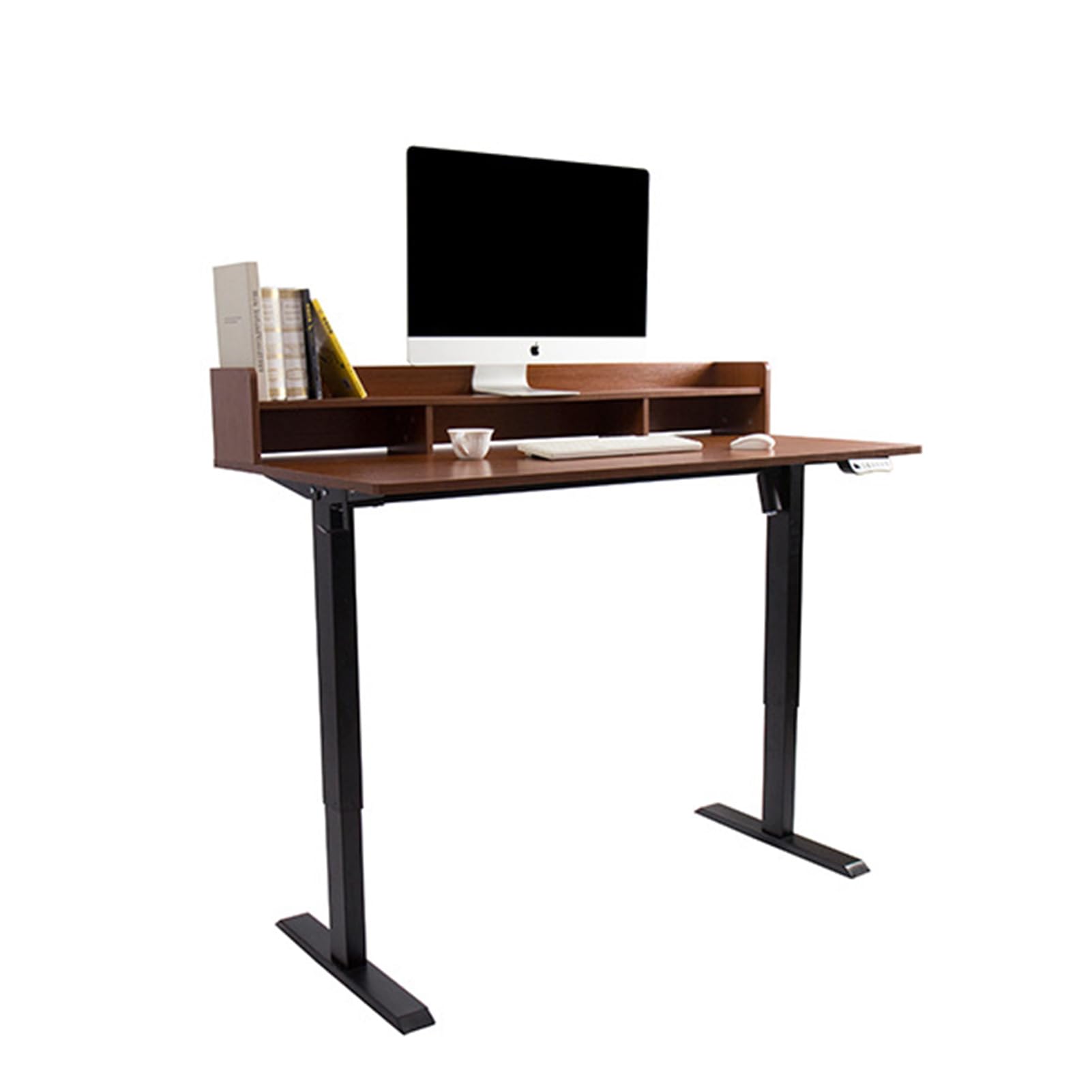 scrivania,Scrivania ad Altezza Regolabile elettrica, 140/120x60 Standing Desk ad Altezza Regolabile, Standing Desk scrivania Porta Computer con Gestione Cavi PC, Ganci ed éTagèRe à Livres