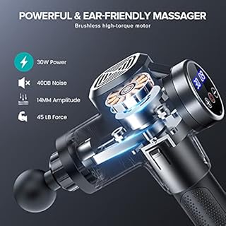 Pistola Massaggio Muscolare, ANSGEC 30 Velocità Pistola Massaggiante Professionale, Potente e Ergonomica, Massaggio Muscolare Profondo,3500RPM Silenziosa Massaggiatore Elettrico, 8 Testine